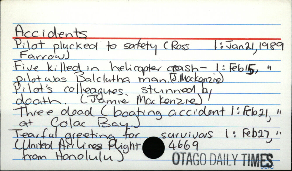 Accidents | Dunedin Public Libraries