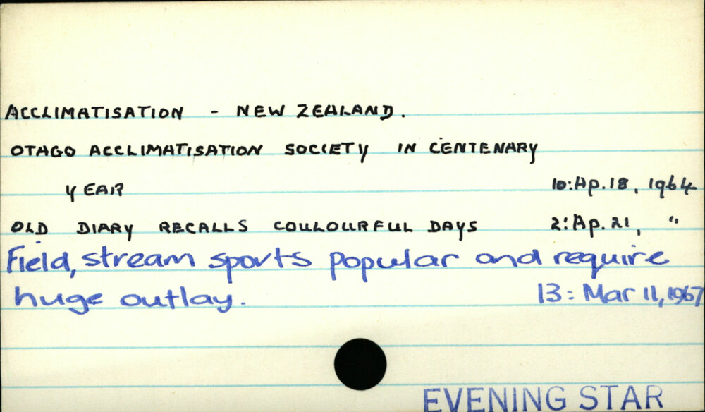 ACCLIMATISATION  - NEW ZEALAND 