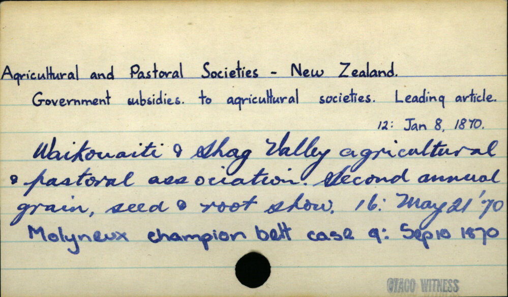 Agricultural and Pastoral Societies - New Zealand 