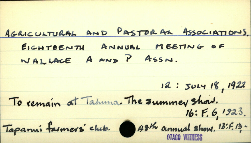 AGRICULTURAL AND PASTORAL ASSOCIATIONS 