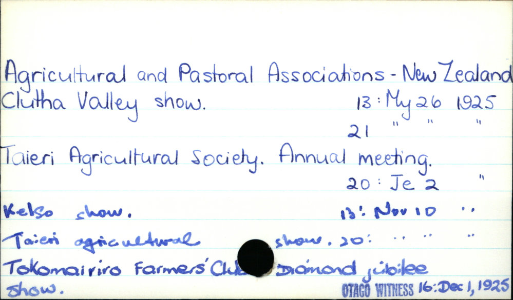 Agricultural and Pastoral Associations - New Zealand 