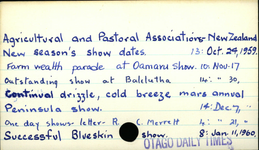 Agricultural and Pastoral Associations - New Zealand 