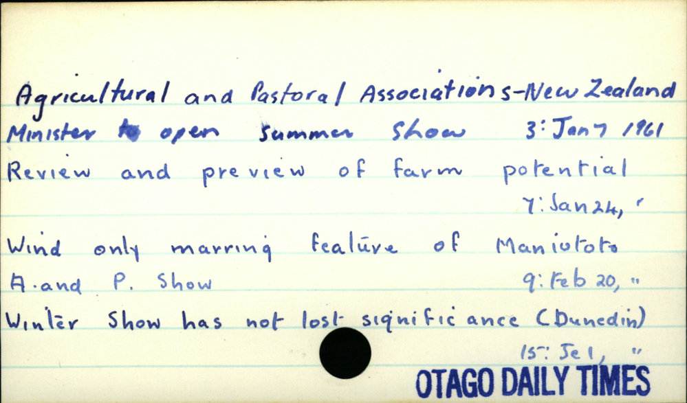 Agricultural and Pastoral Associations - New Zealand 