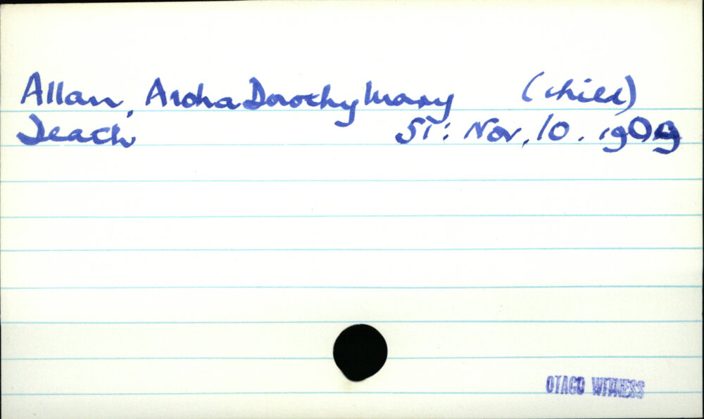 Allan, Aroha Dorothy Mary (child)