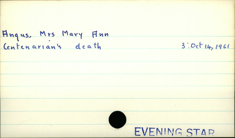 Angus, Mrs Mary Ann
