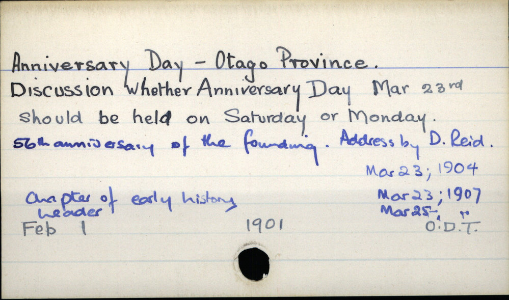 Anniversary Day -  Otago Province 