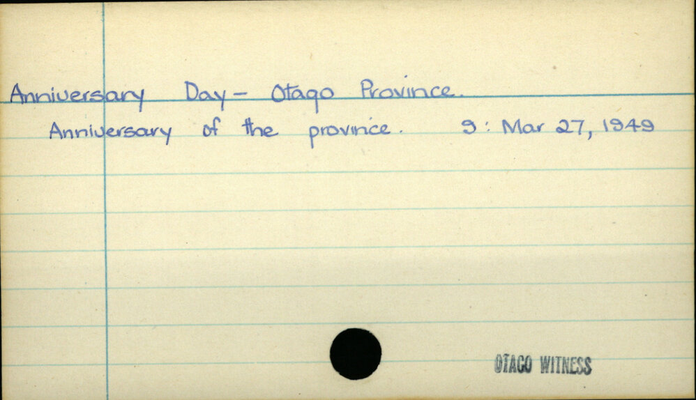 Anniversary Day -  Otago Province 