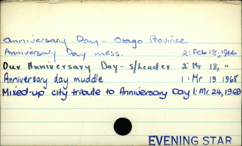 Anniversary Day -  Otago Province 