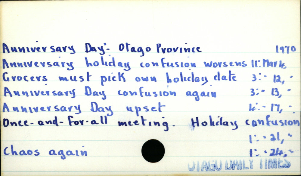Anniversary Day -  Otago Province 