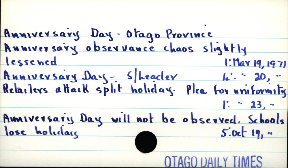 Anniversary Day - Otago Province
