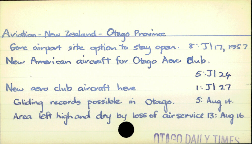 Aviation - New Zealand - Otago Province
