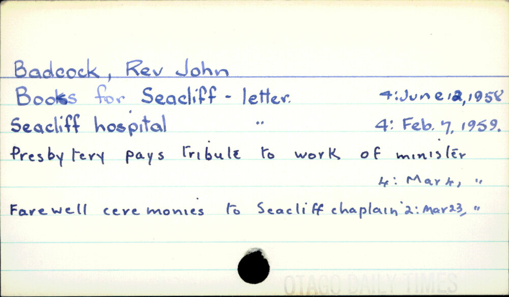 Badcock, Rev John