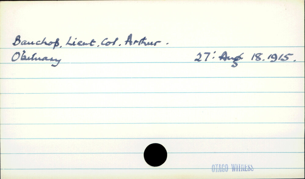 Bauchop, Lieut. Col. Arthur