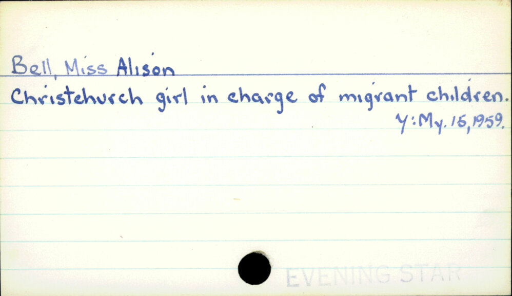 Bell, Miss Alison