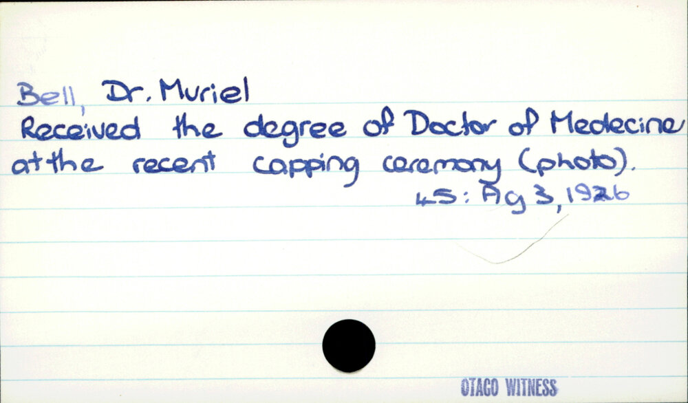 Bell, Muriel (Dr)