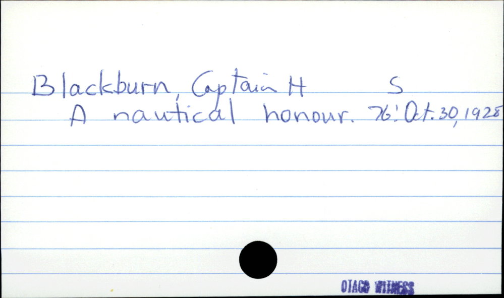 Blackburn,  Captain H      S