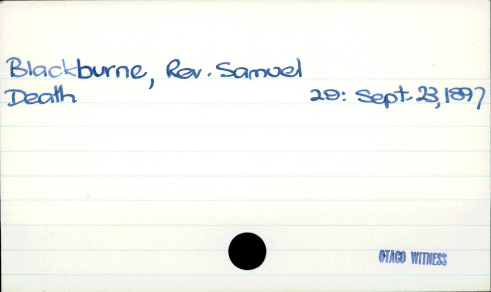 Blackburne, Rev. Samuel 
