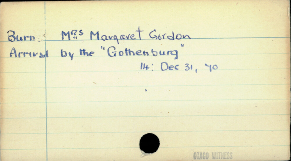 Burn, Mrs Margaret Gordon