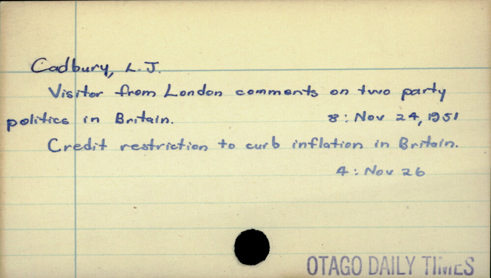 Cadbury, L. J.