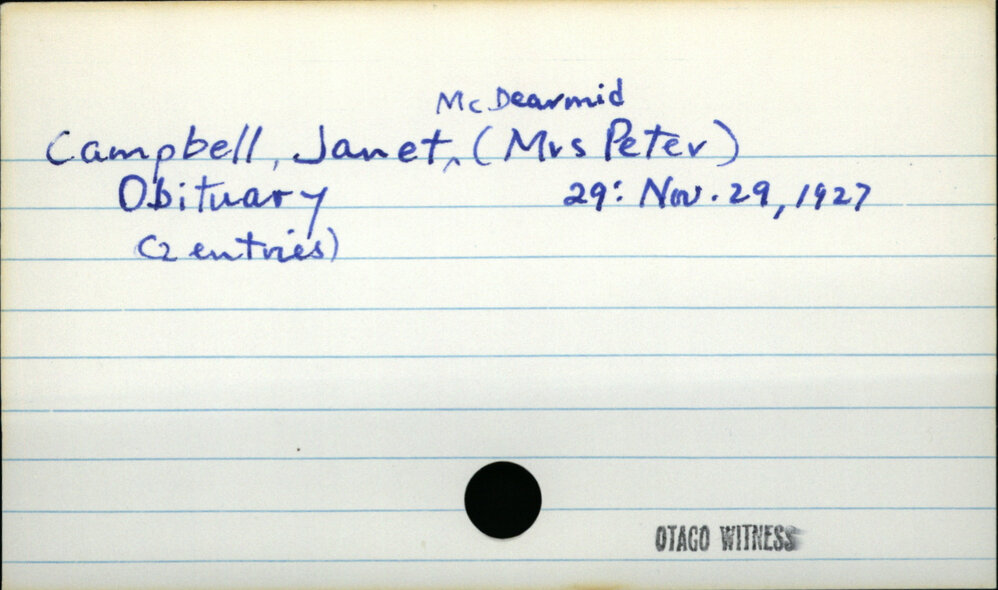 Campbell, Janet McDearmid (Mrs Peter)