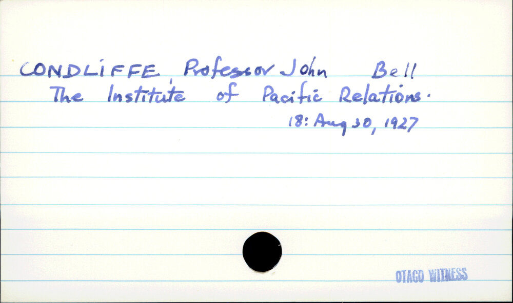 CONDLIFFE, Professor John Bell