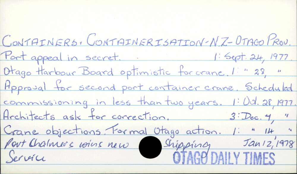 Containers and containerisation - New Zealand - Otago Province