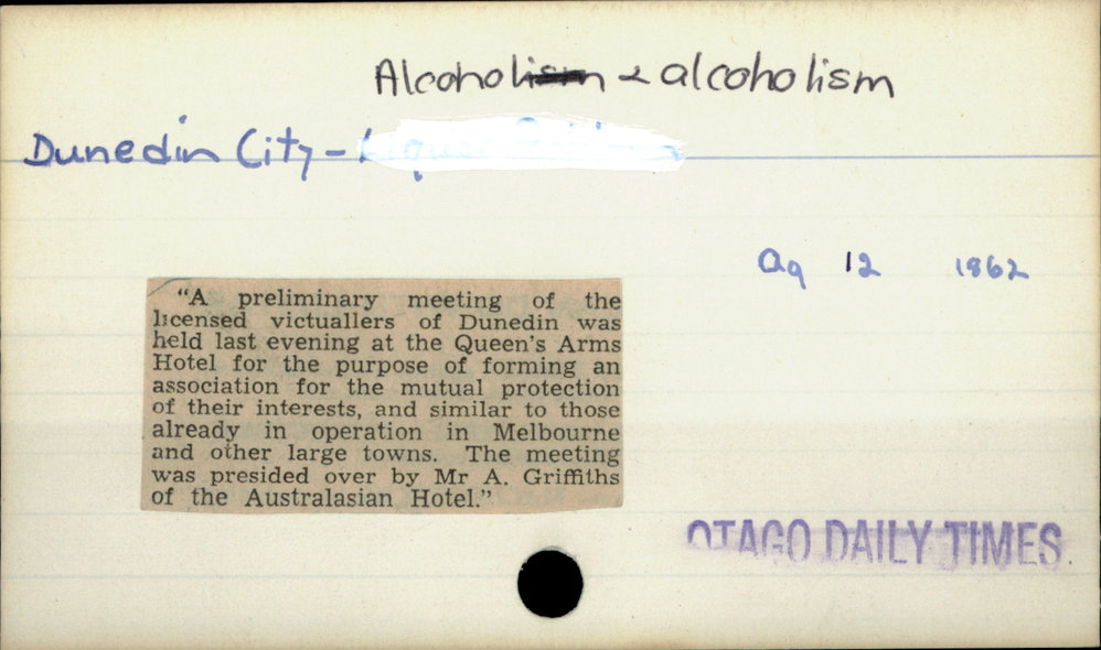 Dunedin City - Alcohol &amp; alcoholism