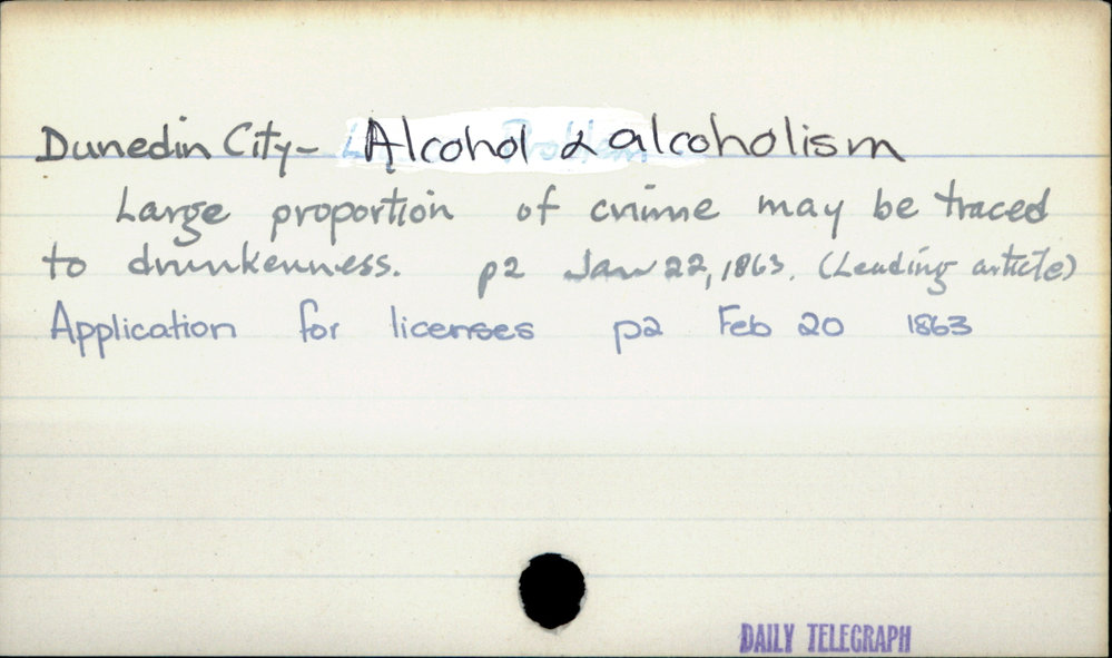Dunedin City - Alcohol &amp; alcoholism