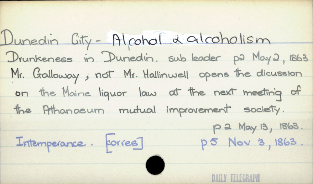 Dunedin City - Alcohol &amp; alcoholism