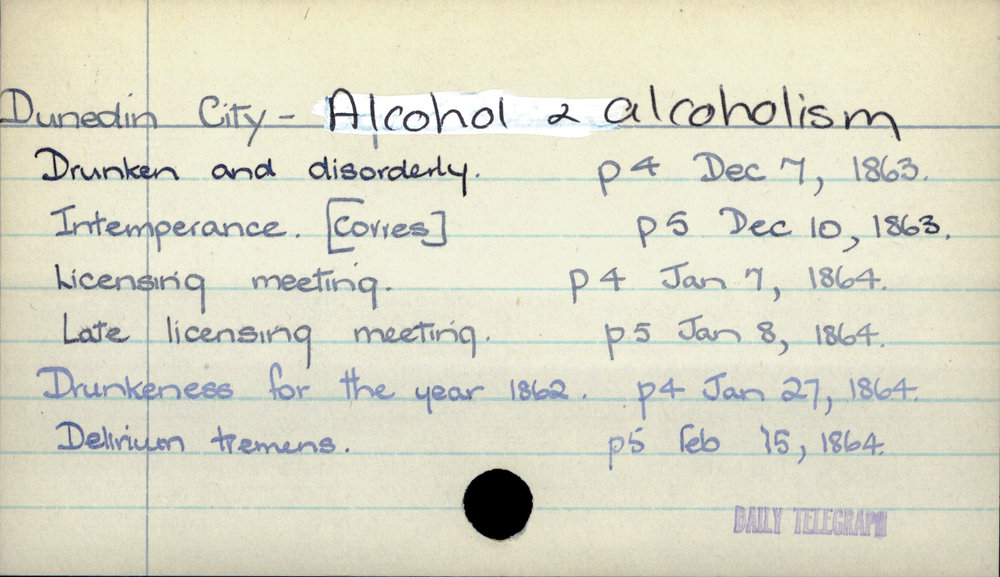 Dunedin City - Alcohol &amp; alcoholism