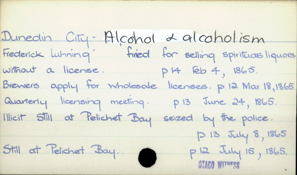 Dunedin City - Alcohol &amp; alcoholism