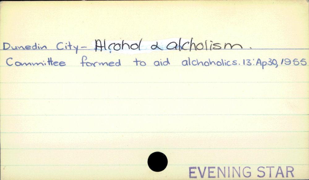 Dunedin City - Alcohol &amp; alcoholism