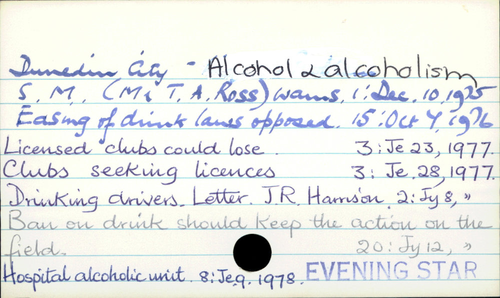 Dunedin City - Alcohol &amp; alcoholism