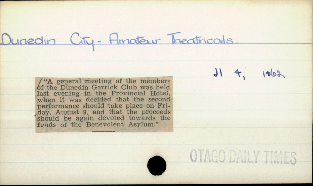 Dunedin City - Amateur Theatricals