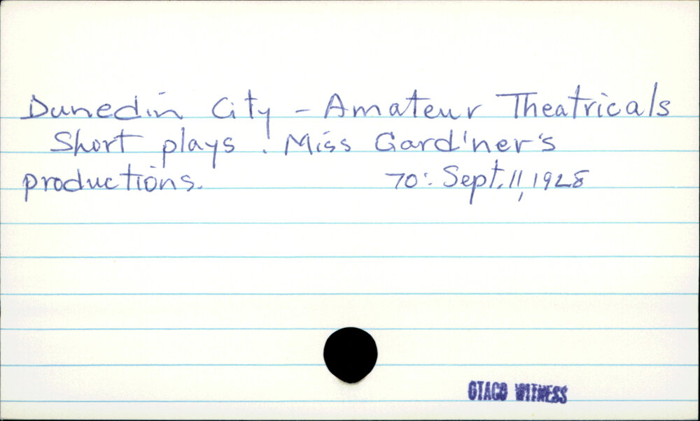 Dunedin City - Amateur theatricals