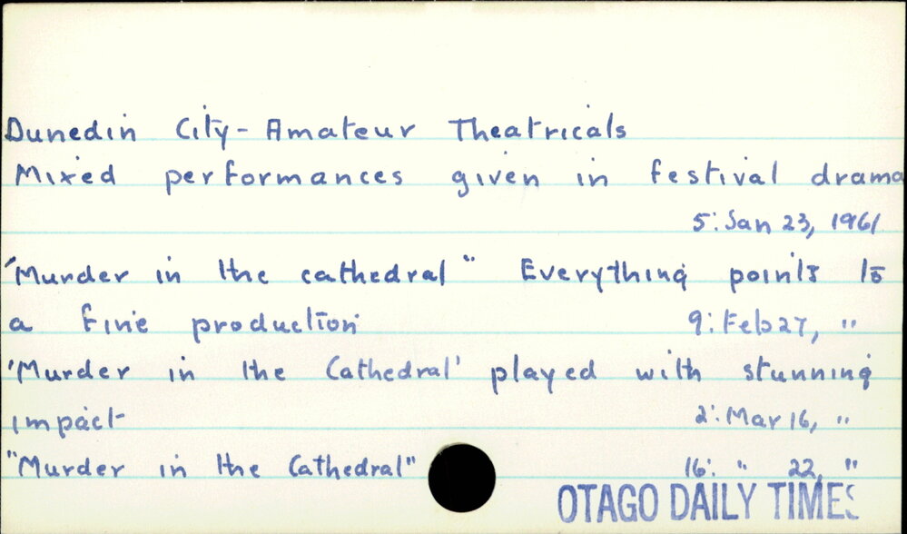 Dunedin City - Amateur Theatricals