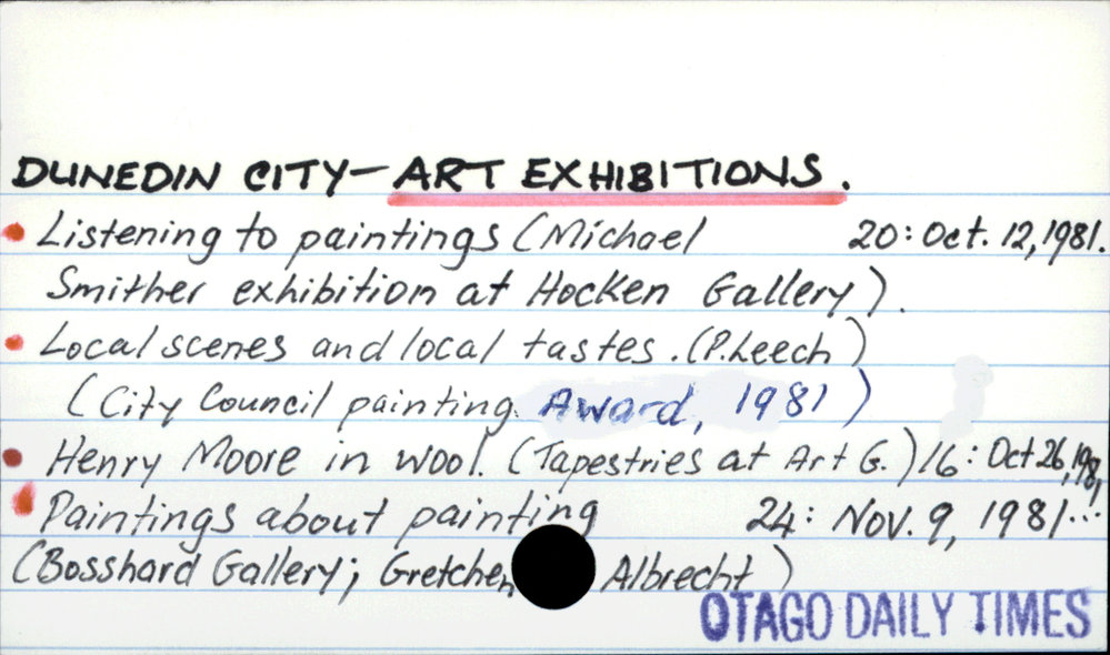 Dunedin City - Art Exhibitions