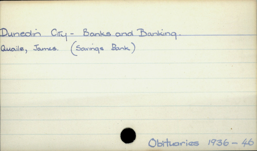 Dunedin City - Banks and Banking.