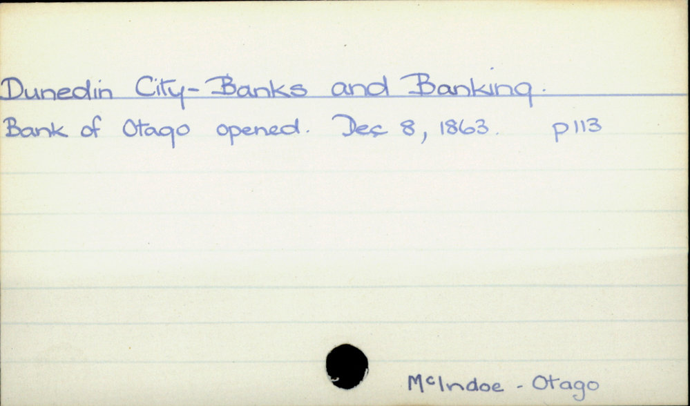 Dunedin City - Banks and Banking. 