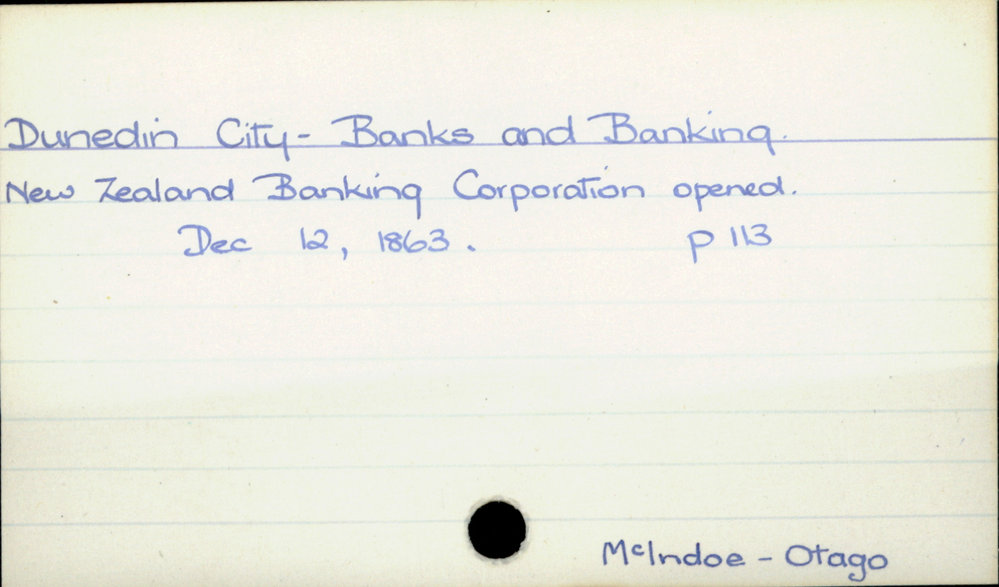 Dunedin City - Banks and Banking