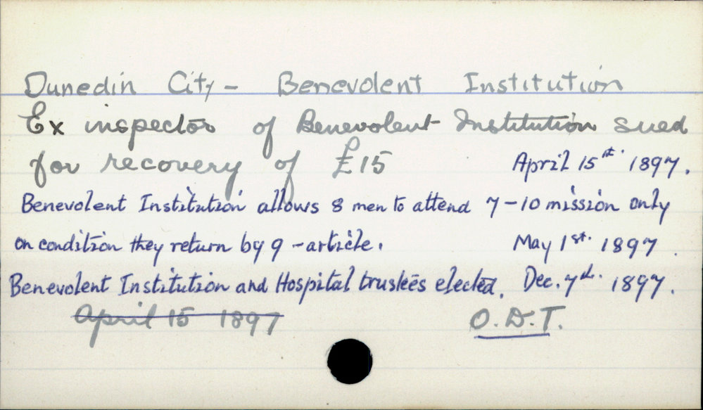Dunedin City - Benevolent Institution