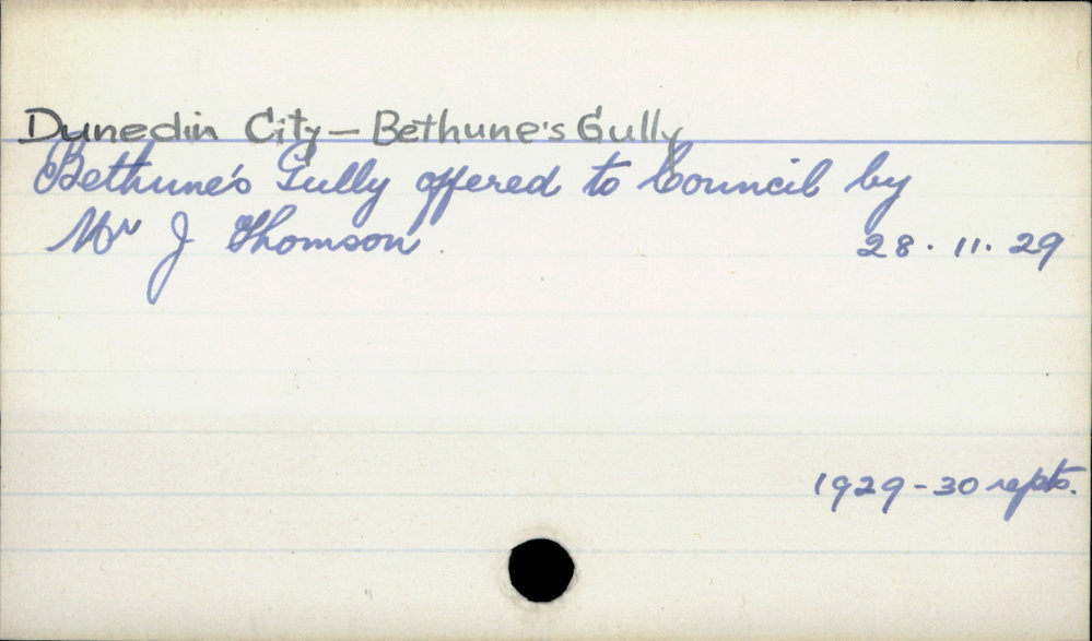 Dunedin City - Bethune's Gully