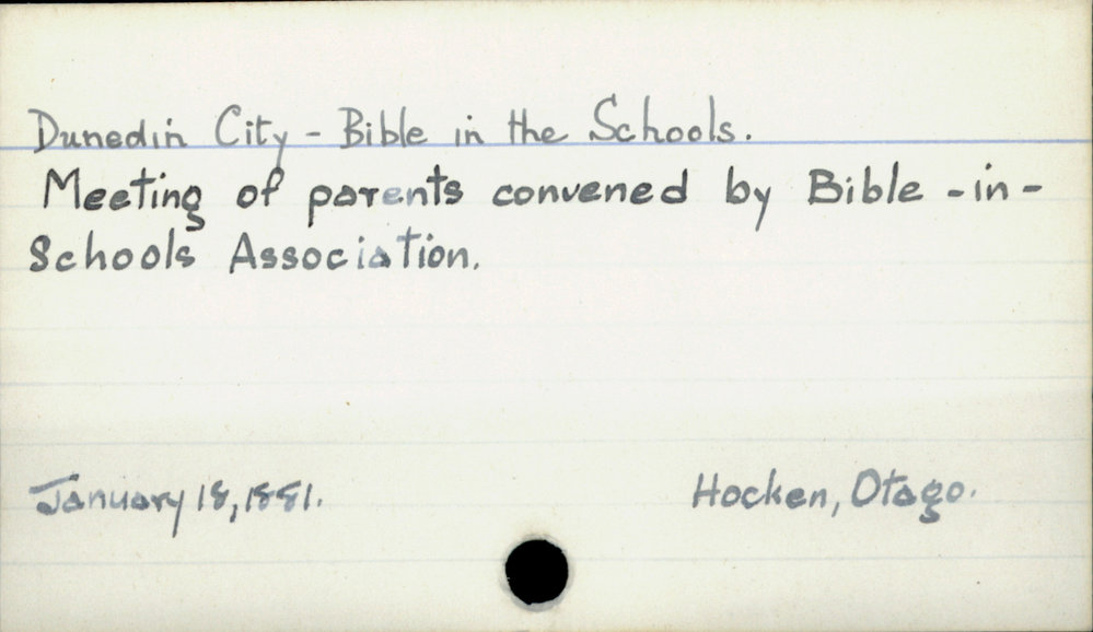 Dunedin City - Bible in the schools.