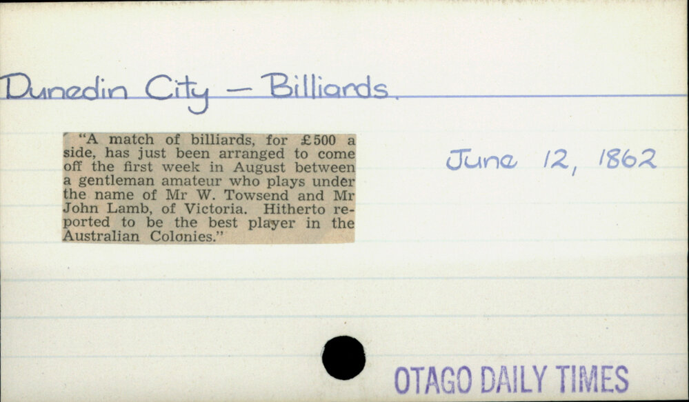 Dunedin City - Billiards
