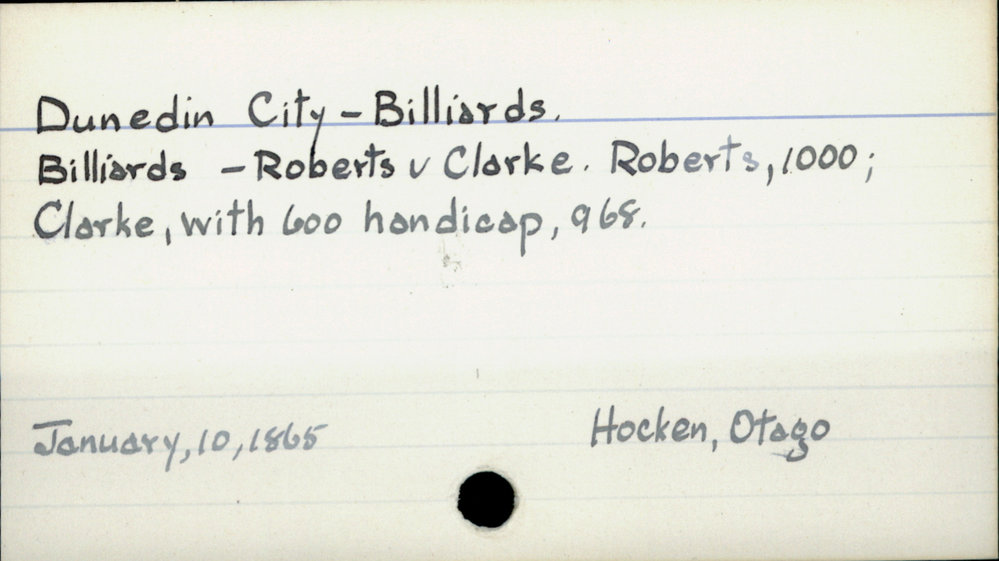 Dunedin City - Billiards.