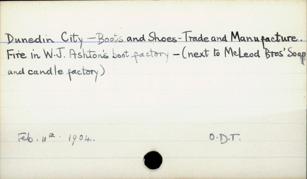 Dunedin City - Boots and Shoes - Trade and Manufacture.