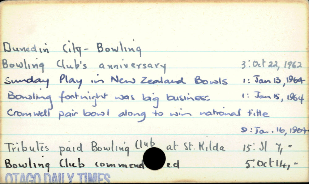 Dunedin City -  Bowling
