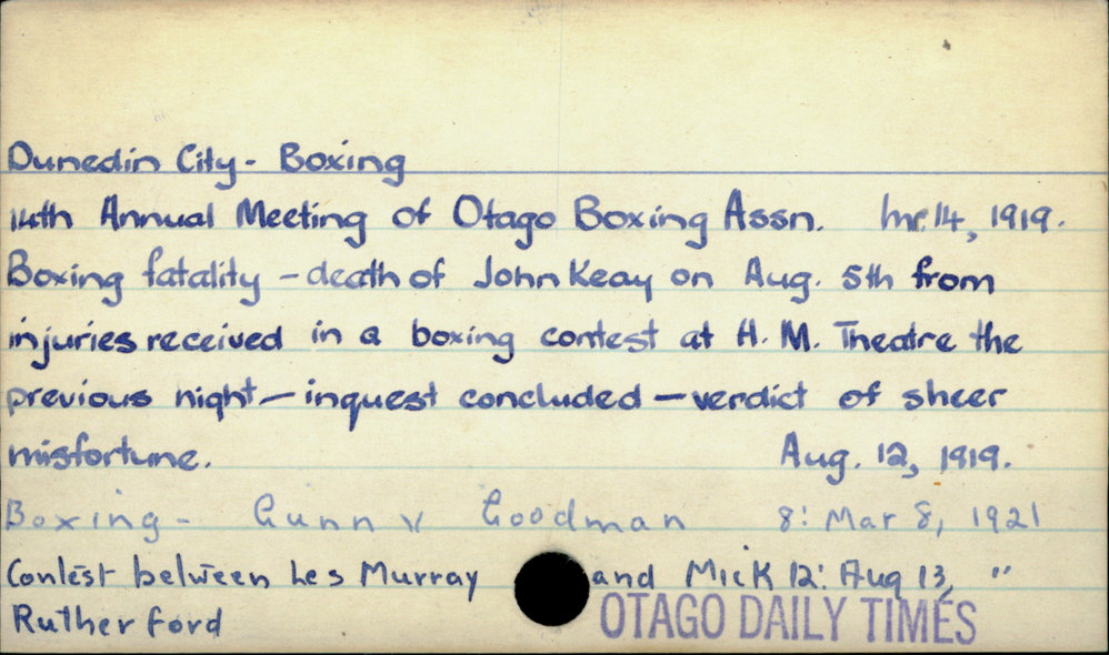 Dunedin City - Boxing