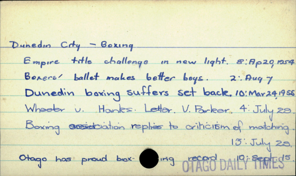 Dunedin City - Boxing