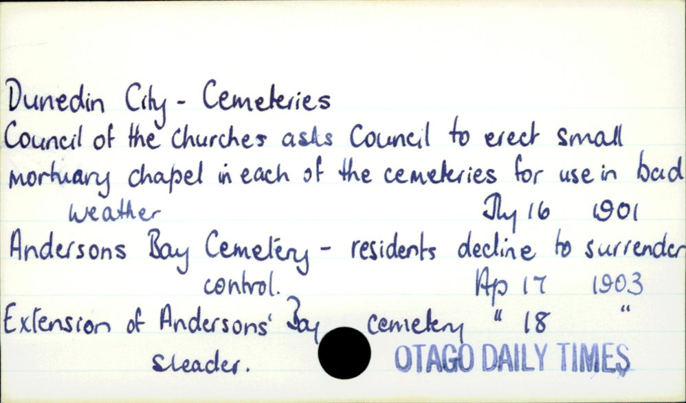 Dunedin City - Cemeteries